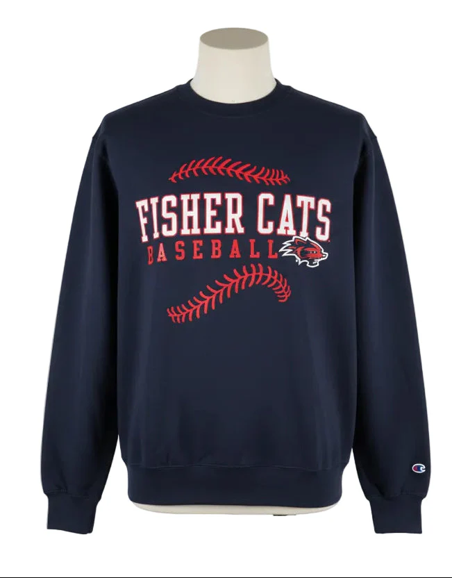 New Hampshire Fisher Cats Champion Mens Seams Fleece Crewneck Navy
