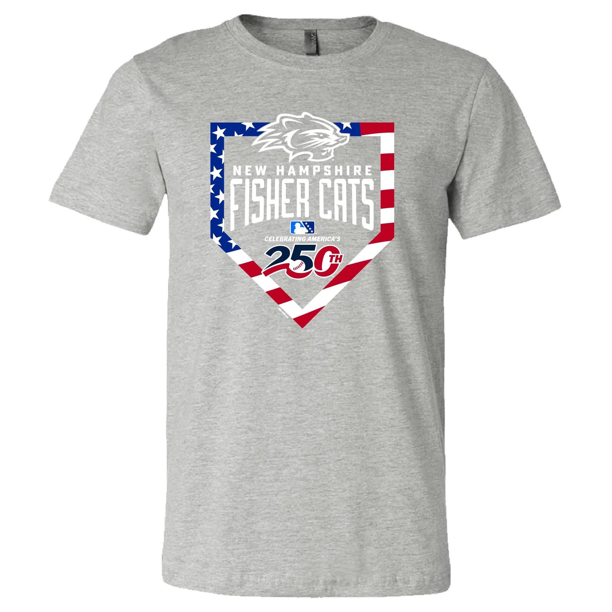 New Hampshire Fisher Cats Mens Baseflag 250 T-Shirt Grey
