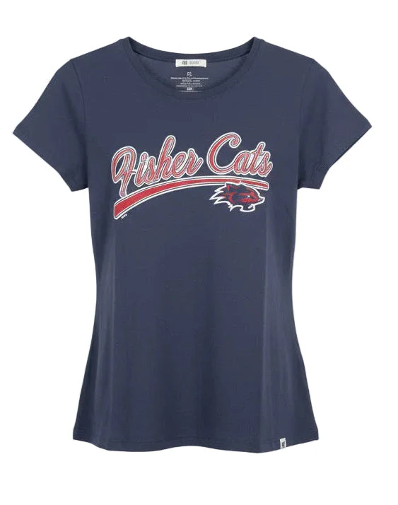 New Hampshire Fisher Cats Womens Believer Frankie T-Shirt Navy