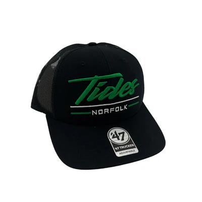 Norfolk Tides 47 Brand Black Garner Trucker Hat