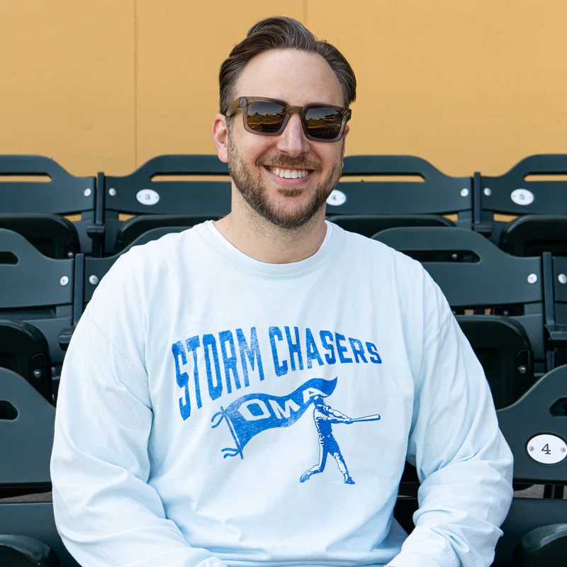 Omaha Storm Chasers Men's ComfortWash Soothing Blue LS Tee - Image 2