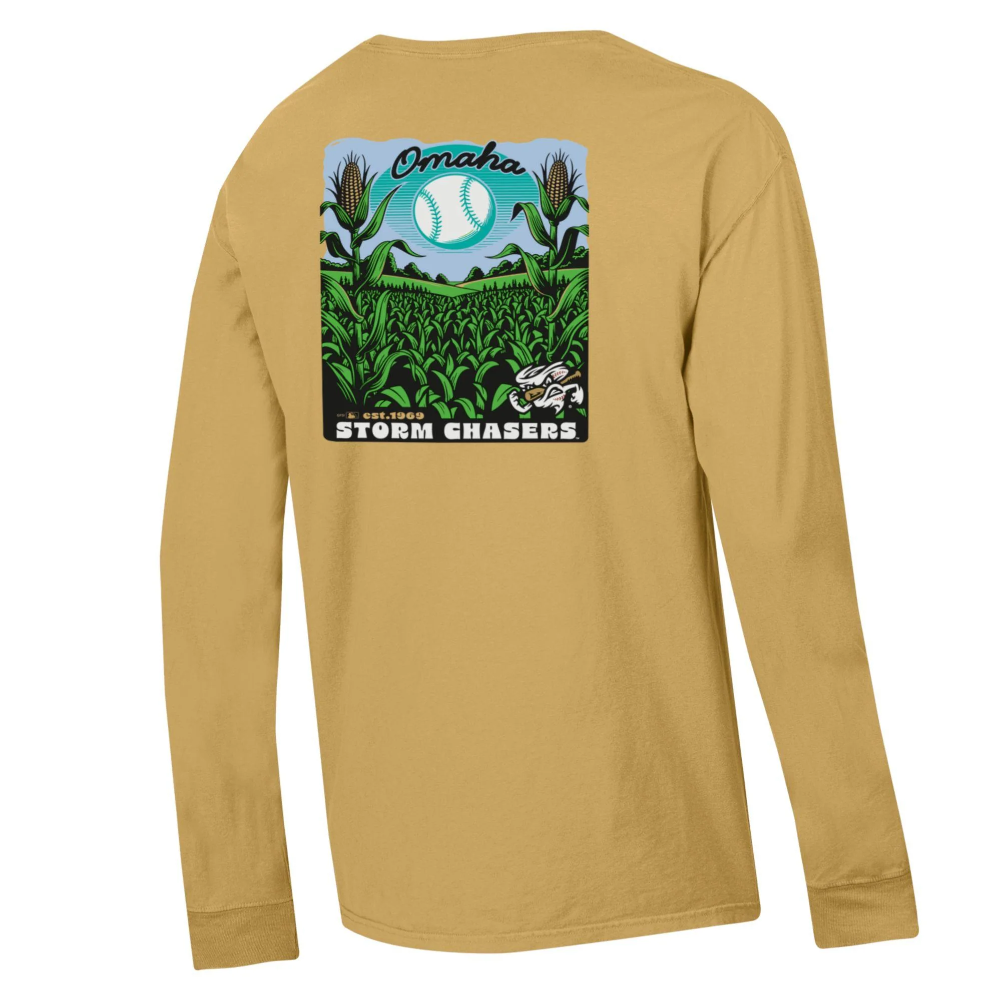 Omaha Storm Chasers Men's ComfortWash Artisan Gold LS Tee - Image 2