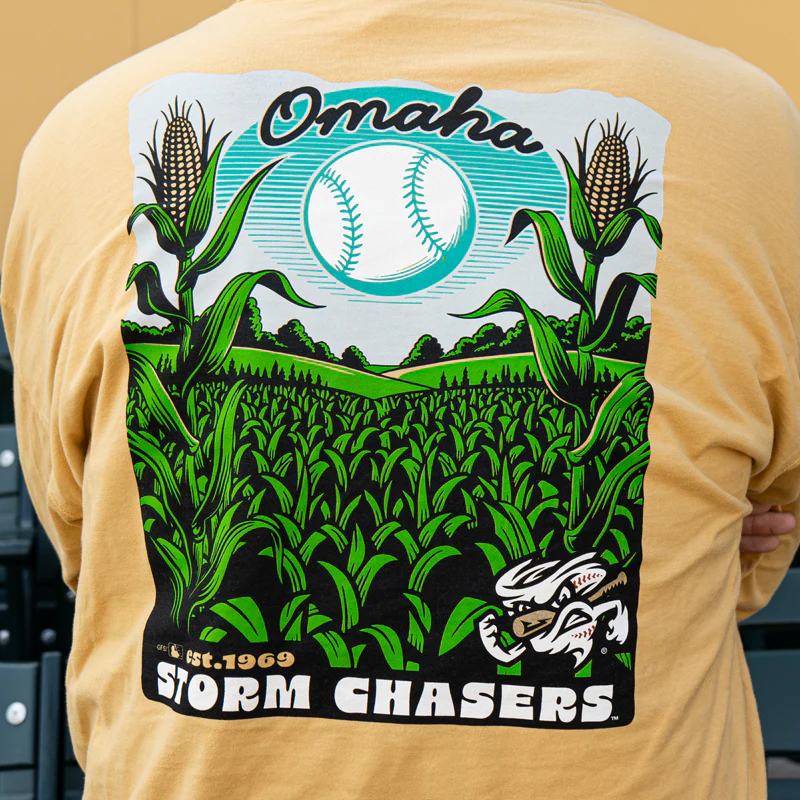 Omaha Storm Chasers Men's ComfortWash Artisan Gold LS Tee - Image 4