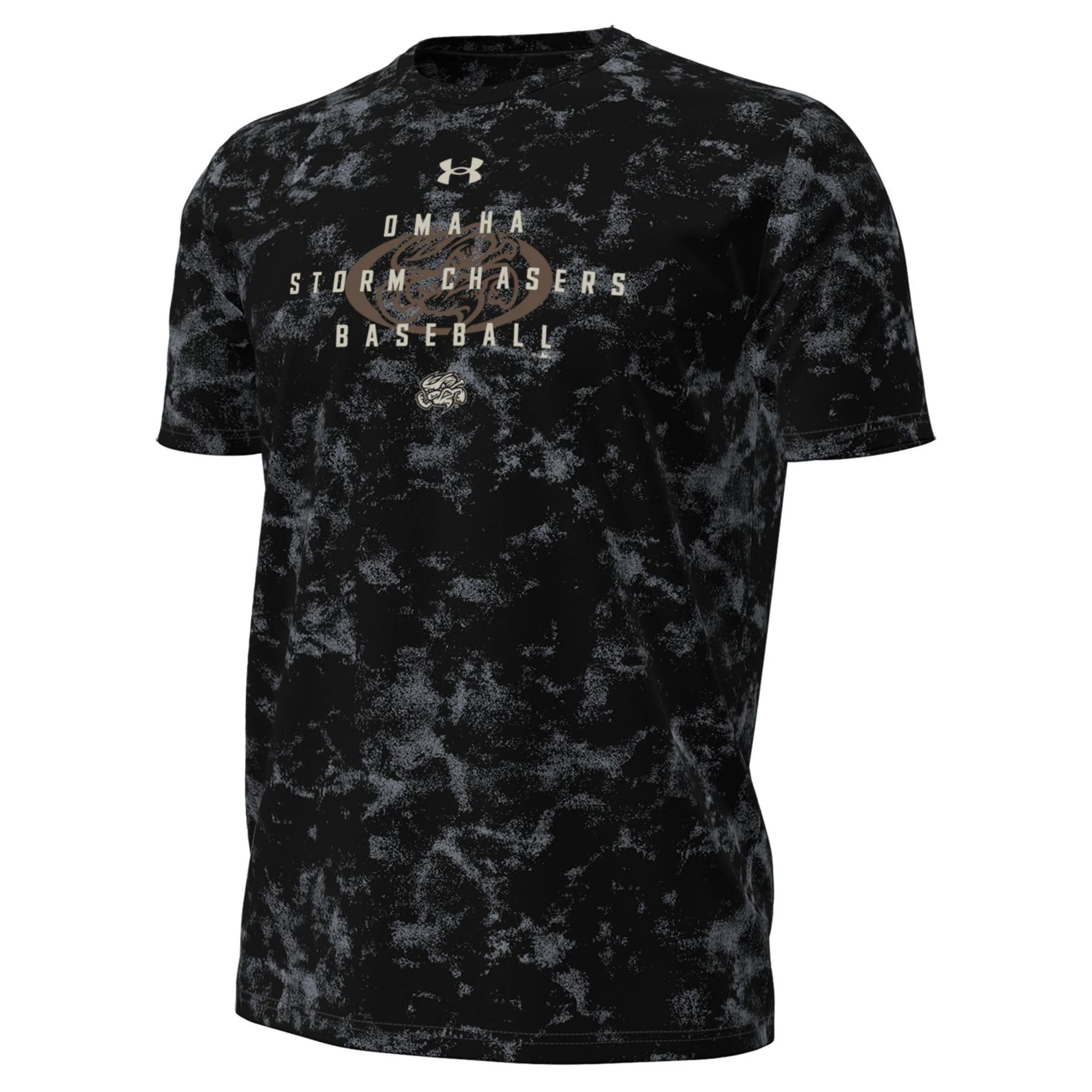 Omaha Storm Chasers Men's Under Armour Black Pattern Performance Cotton Washed Tee