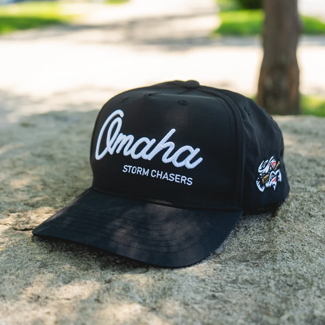 Omaha Storm Chasers Official League Black Nylon Script Sailor High Pro Cap