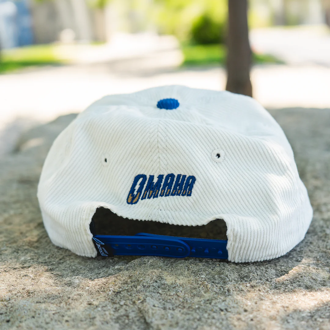 Omaha Storm Chasers Official League White and Blue Vortex Cord Cap - Image 2
