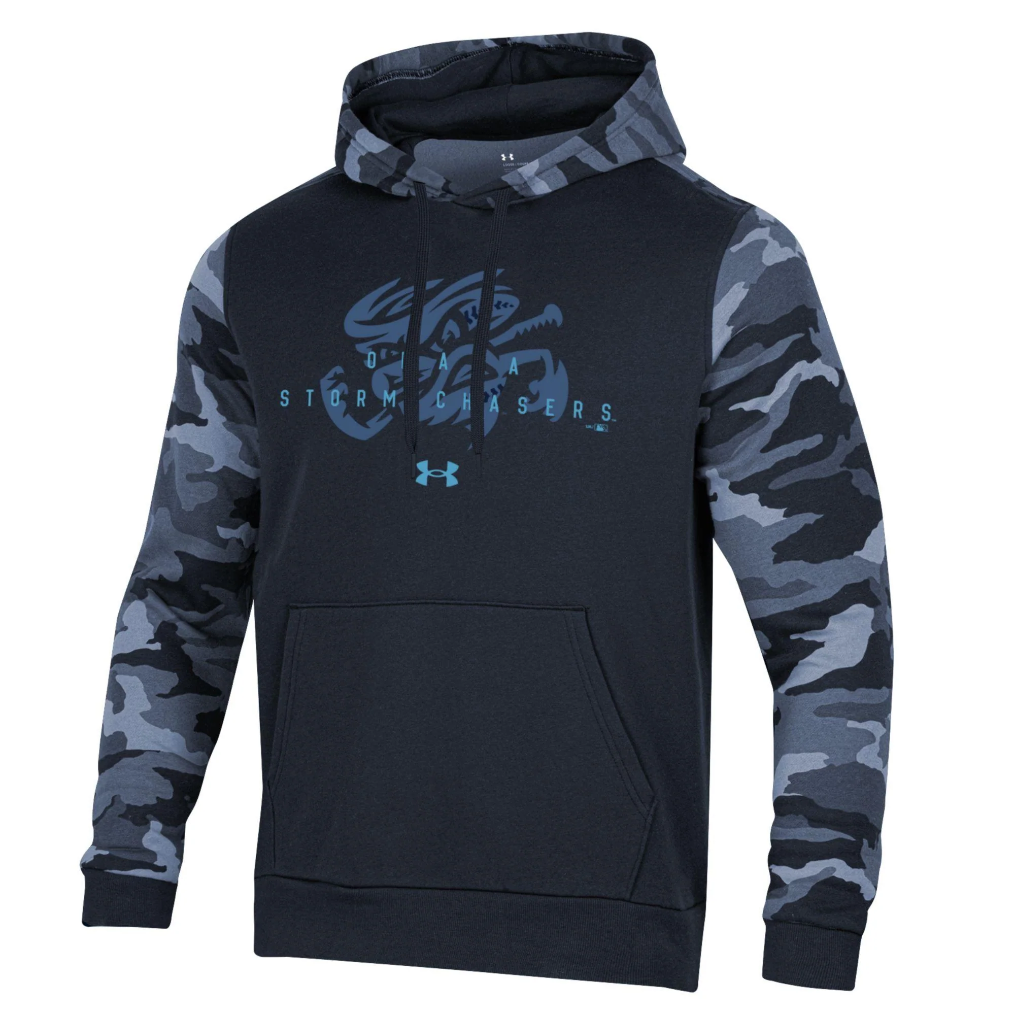 Omaha Storm Chasers Men's Under Armour Rival Fleece Blocked Navy Hoodie