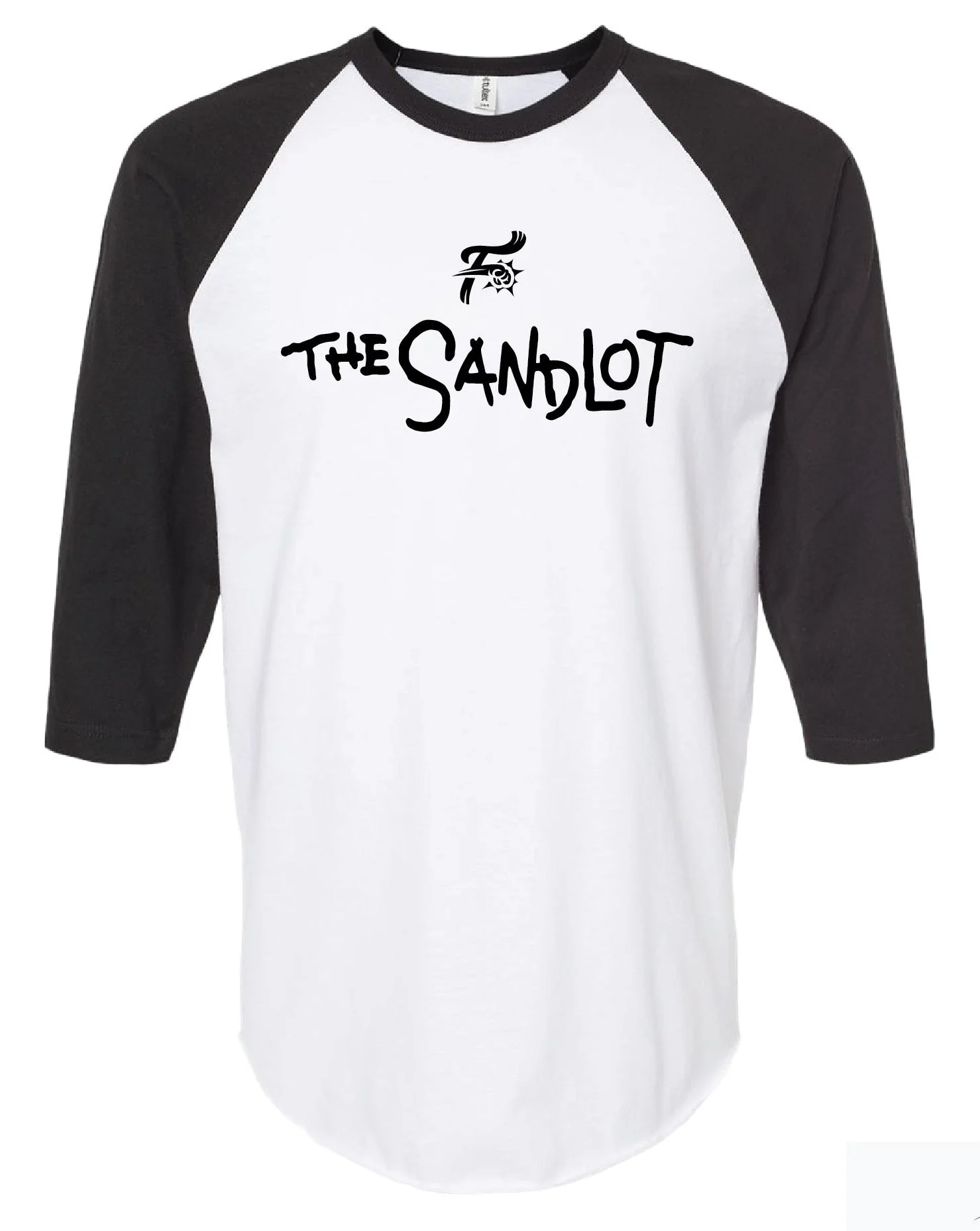 OT Sports Sandlot Black/White Adult Baseball 3/4 T-Shirt