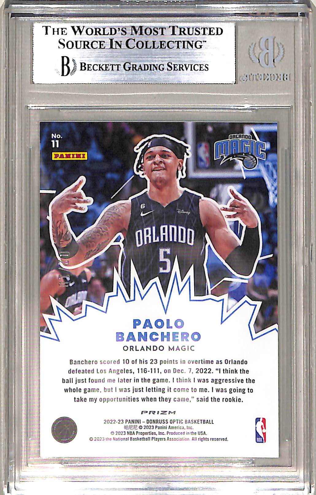 Paolo Banchero 2022 Donruss Optic My House Gold # - Image 2