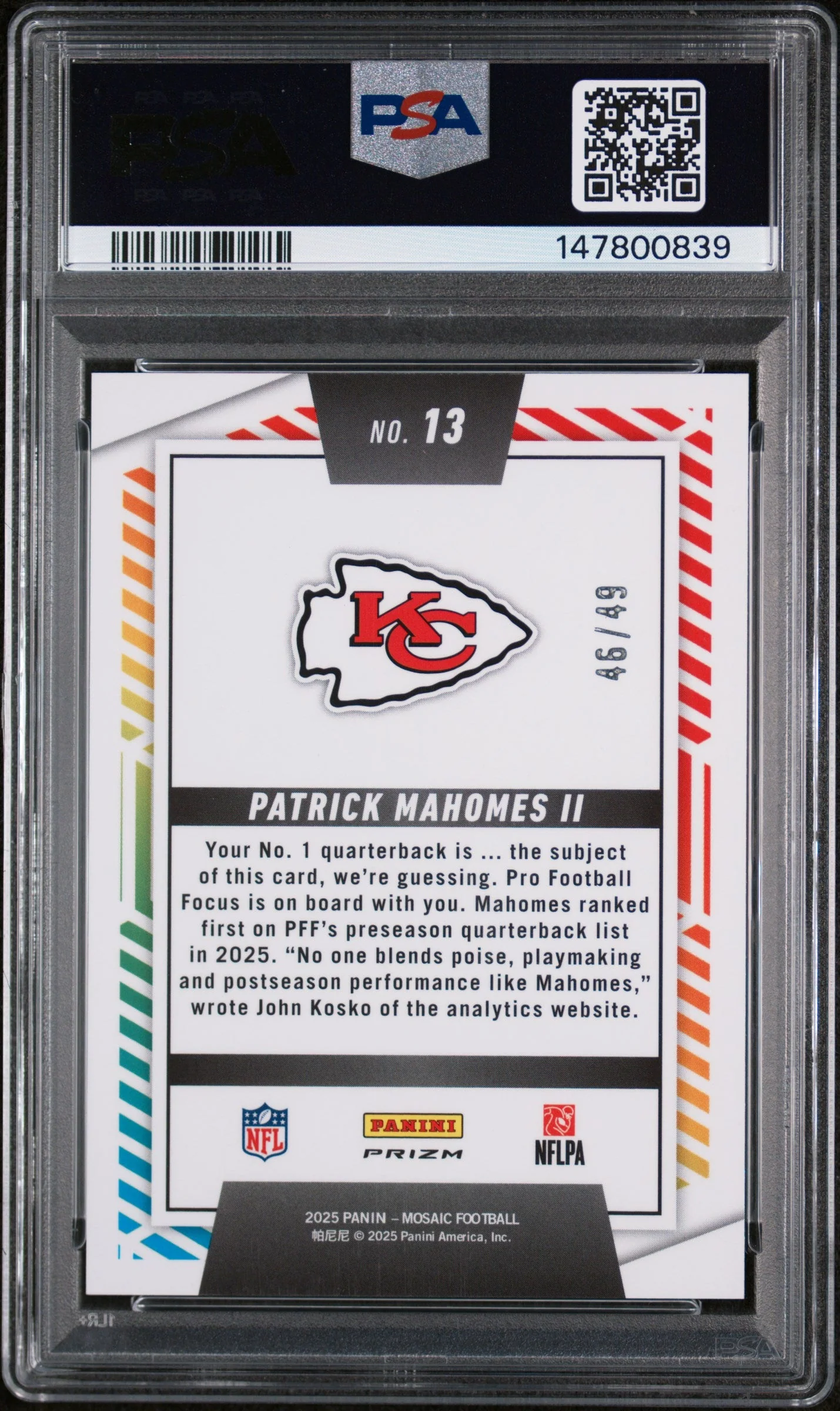 Patrick Mahomes II 2025 Panini Mosaic Men Of Mast - Image 2