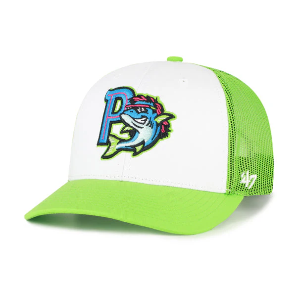Pensacola Blue Wahoos 47B Lime Freshman Trucker