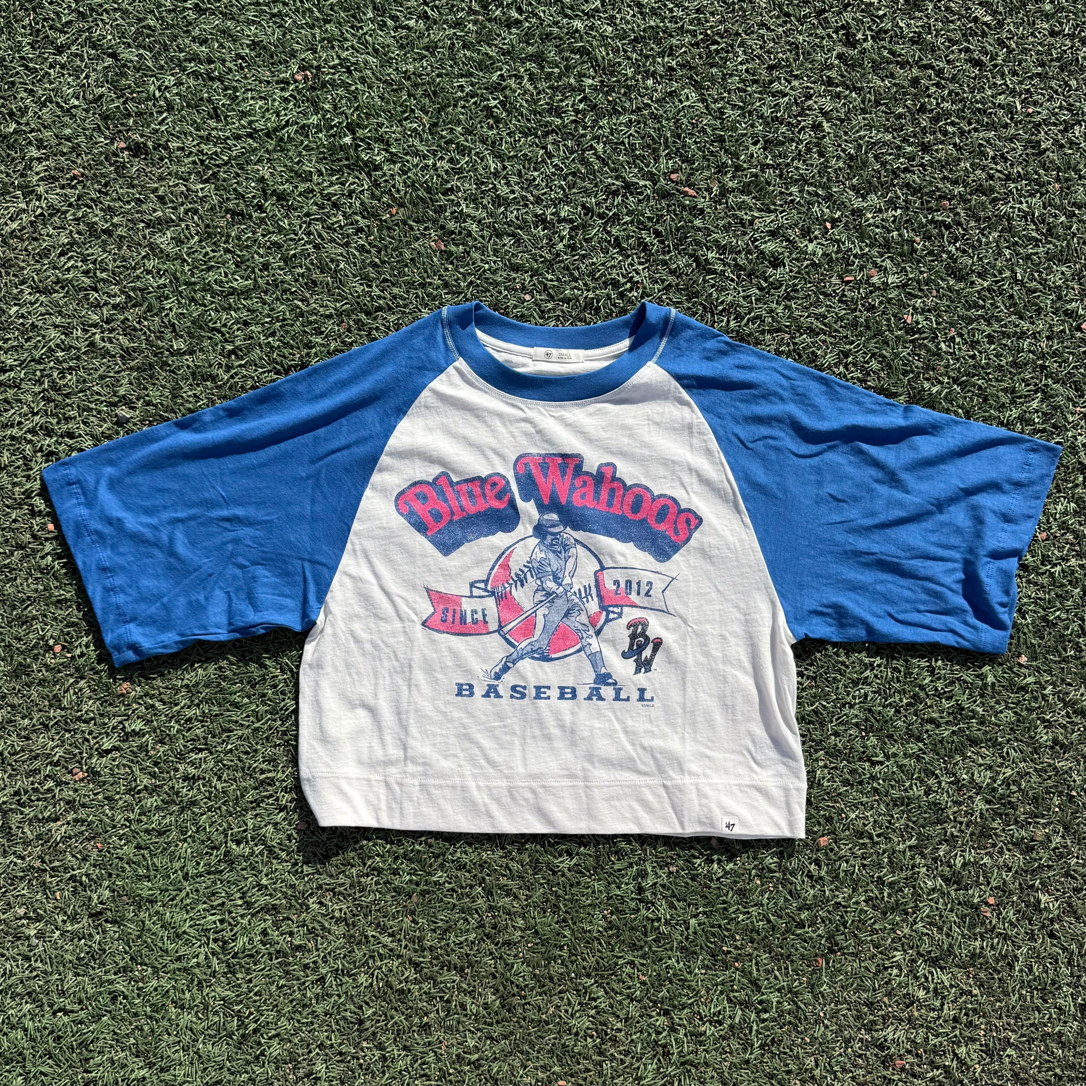 Pensacola Blue Wahoos 47B Infield Shift Raglan Crop Tee (Online Exclusive)