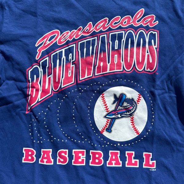 Pensacola Blue Wahoos 47B Royal Shimmer Shot Foundation Tee - Image 2