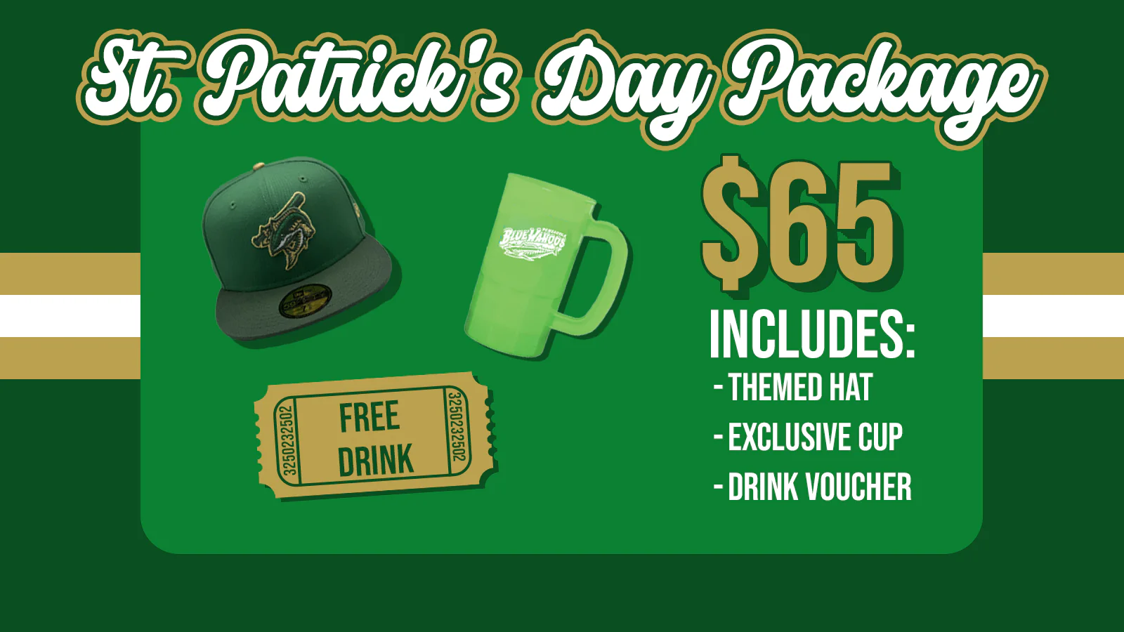 Pensacola Blue Wahoos St. Patrick's Day Package