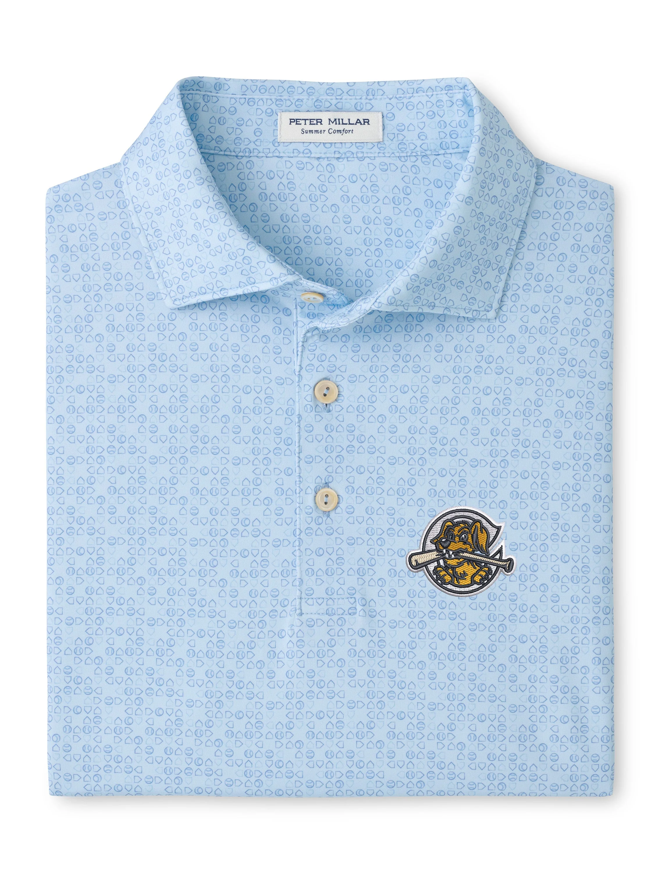Peter Millar Lt Blue Bases Loaded Home Cap Polo