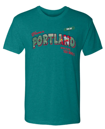 Portland Sea Dogs Postcard Teal Tee