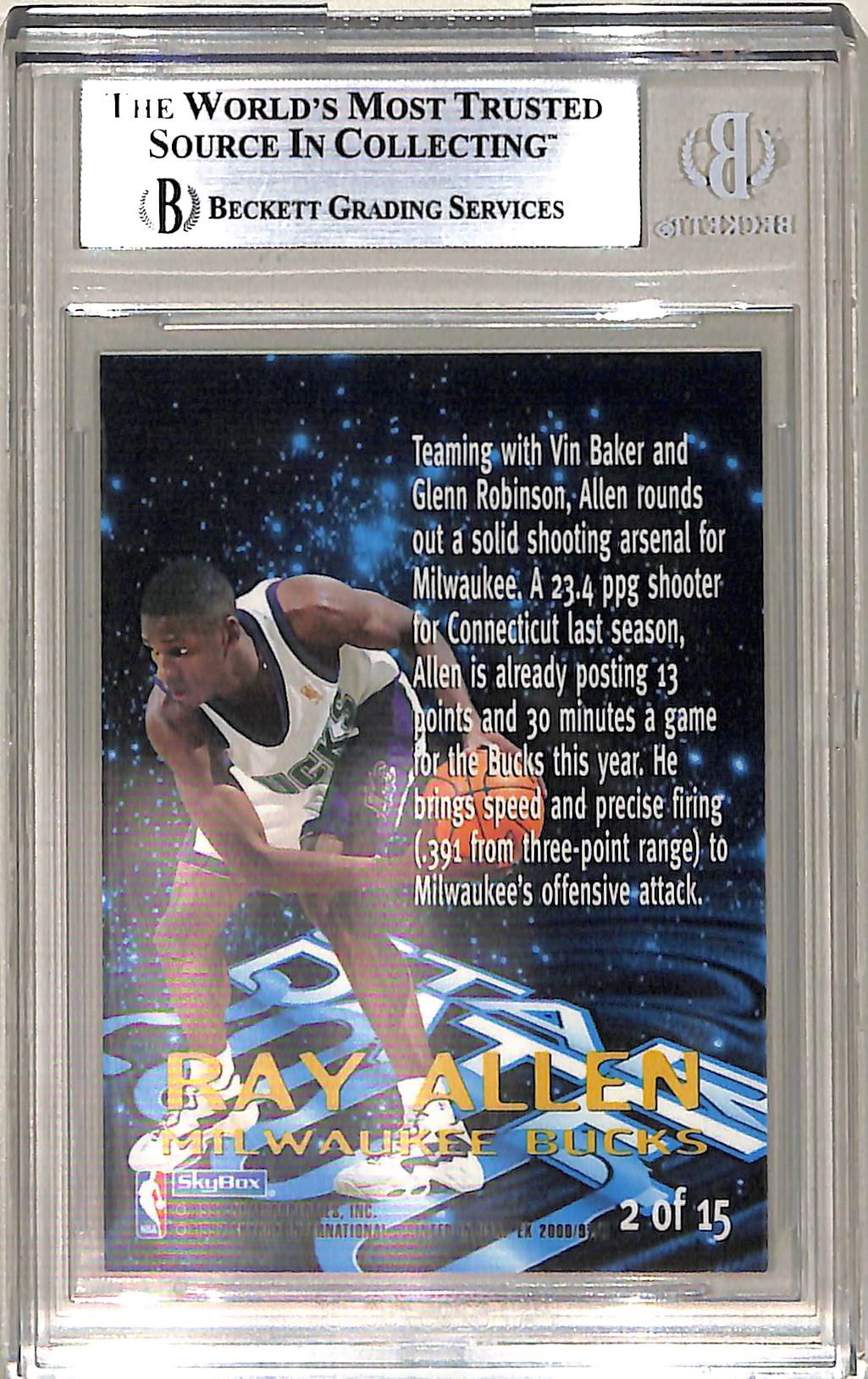 Ray Allen 1996 E-X2000 Star Date 2000 #2 BGS 8.5 - Image 2