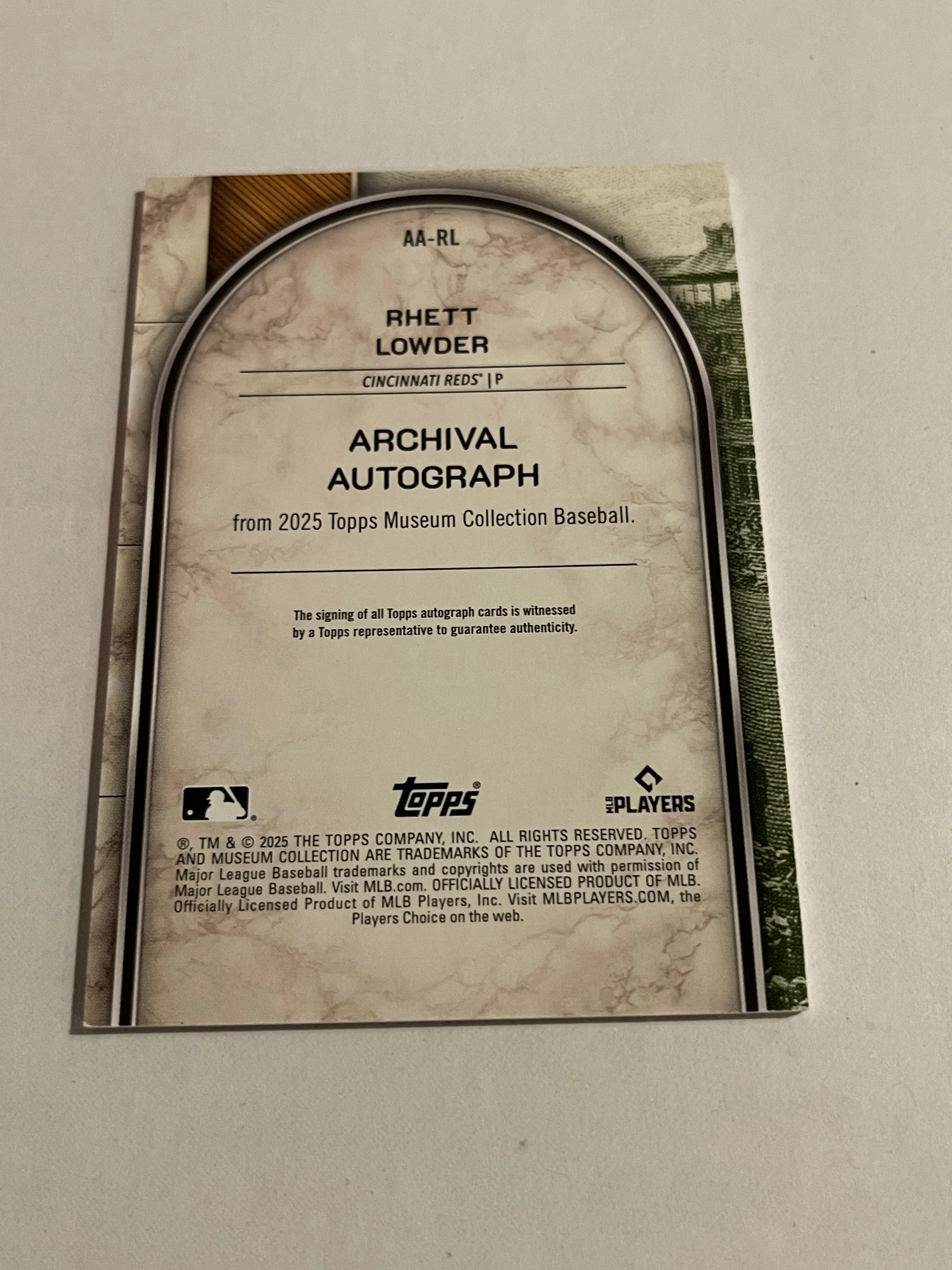 Rhett Lowder 2025 Topps Museum Collection #AA-RL - Image 2