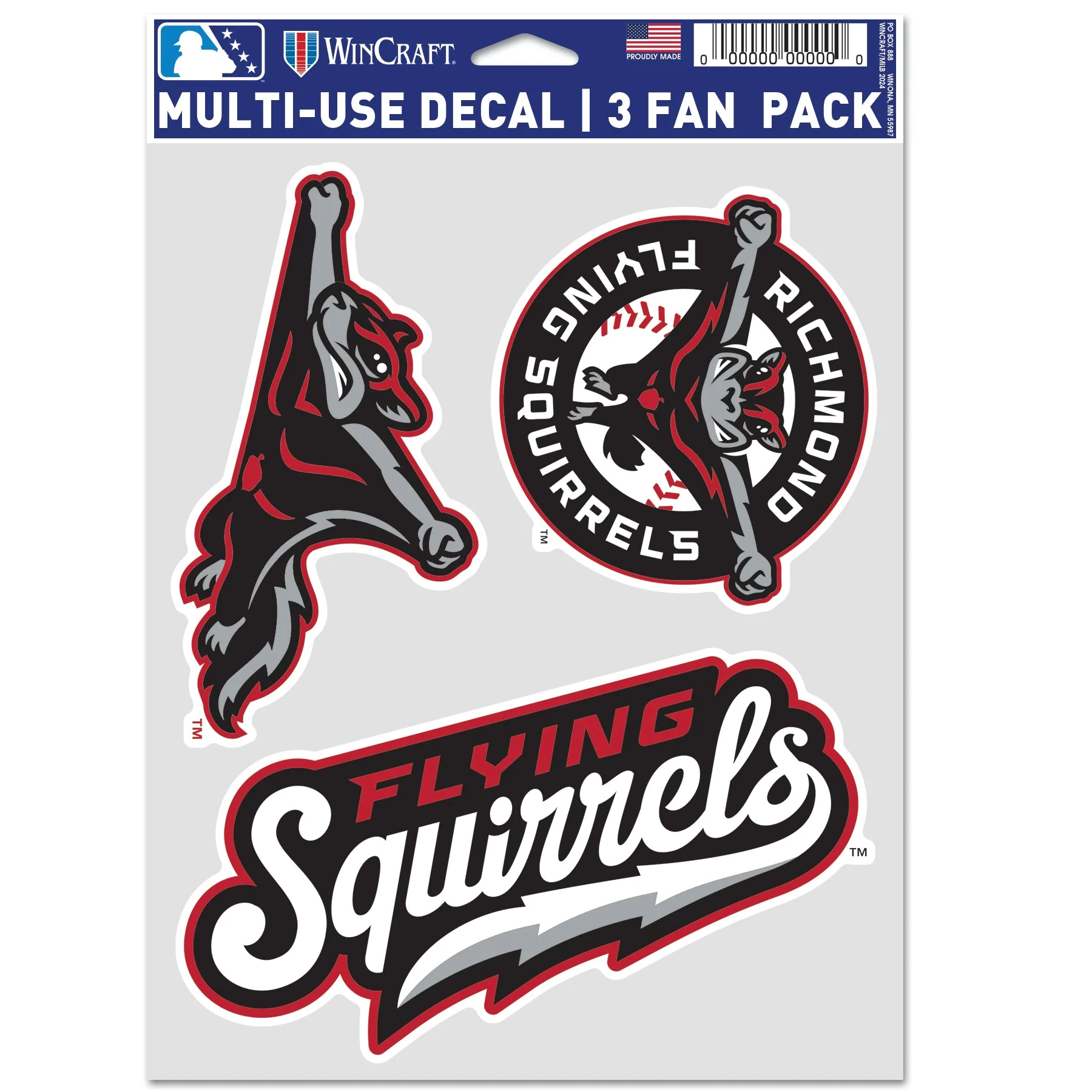 Richmond Flying Squirrels Decal Fan Pack