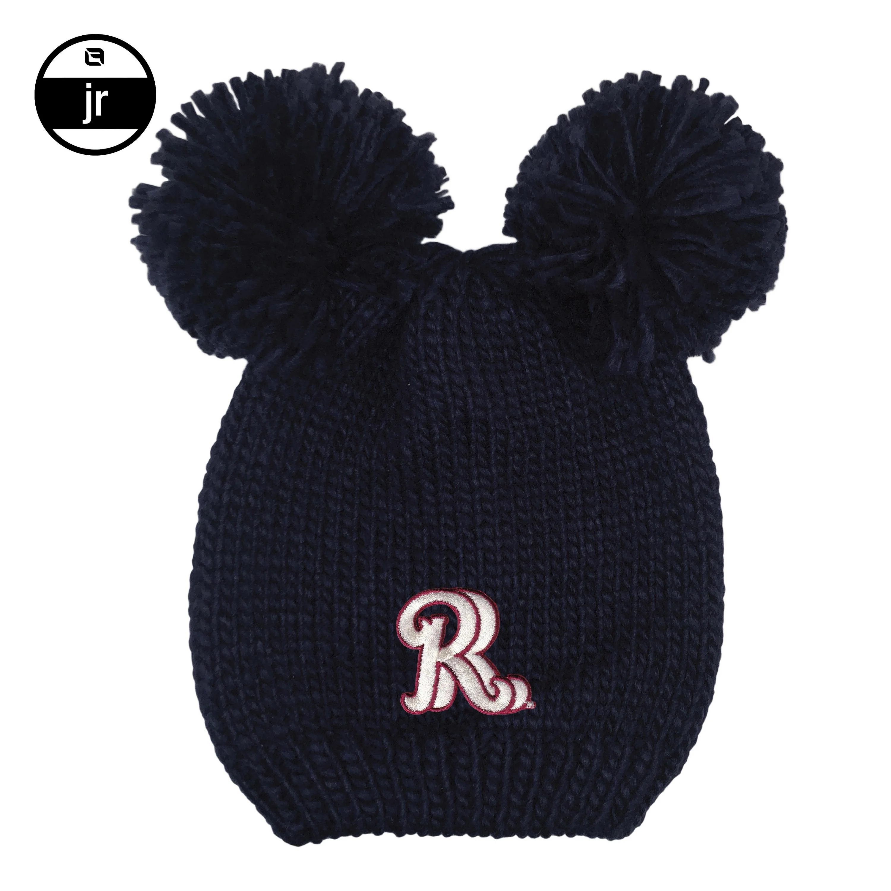 RoughRiders Youth Navy Pom Knit