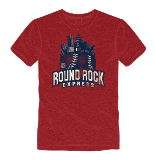 Round Rock Express Heather Red Skyline Tee