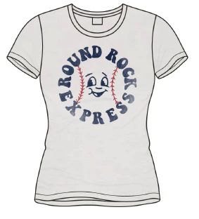Round Rock Express Women's Cartoon Smiley Baseball Tee