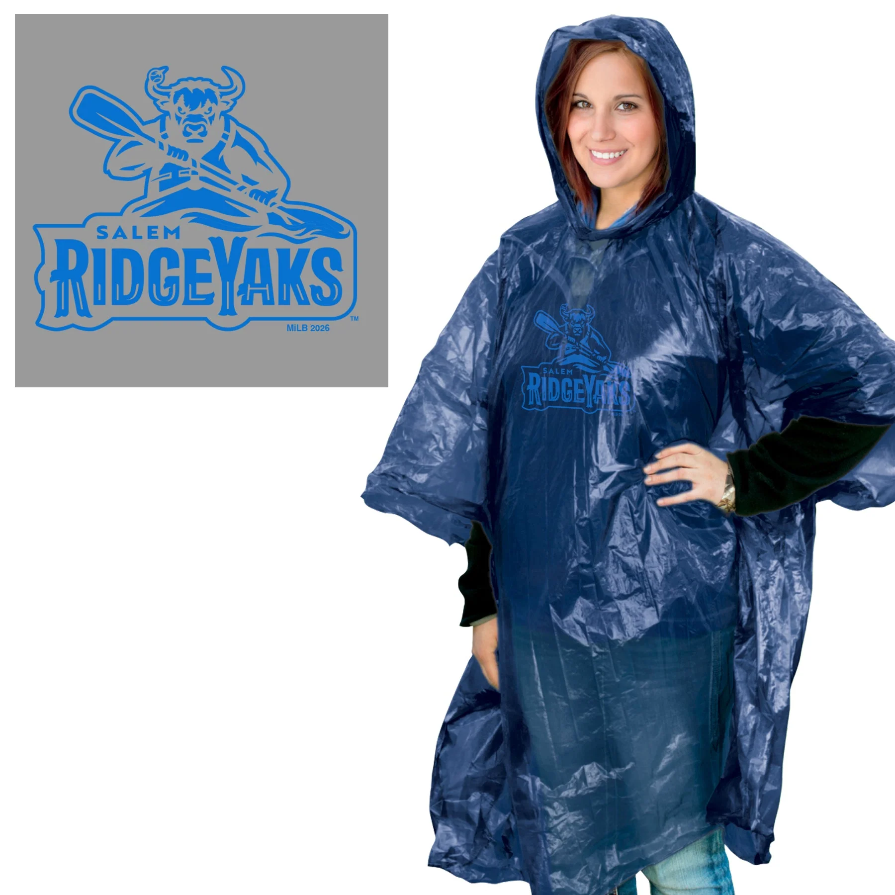 Salem RidgeYaks Primary Logo Adult Rain Poncho