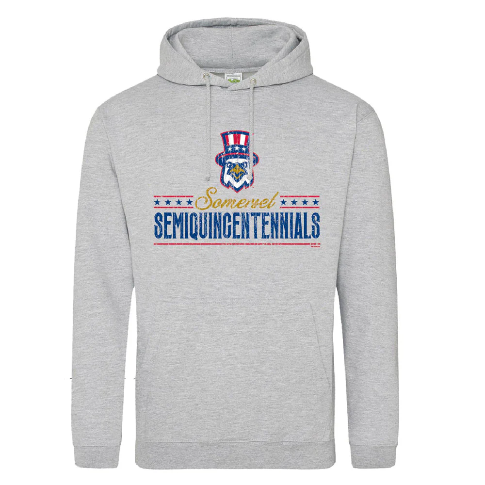 Somerset Patriots Adult Pullover Somerset Semiquincentennials Wordmark Eagle Hooded Sweatshirt