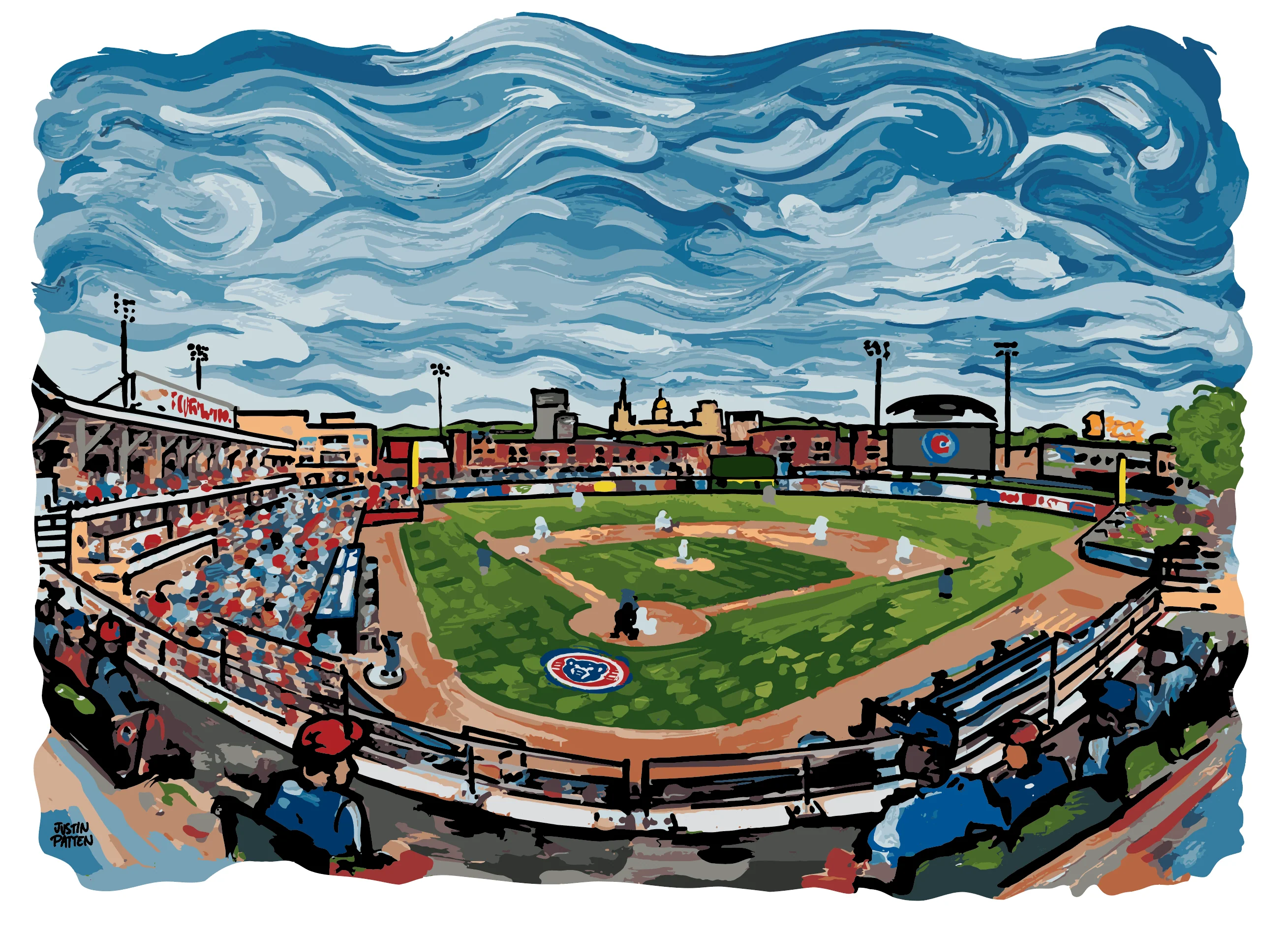South Bend Cubs Storm Striker Stadium Art Hooded Sweatshirt - Image 2