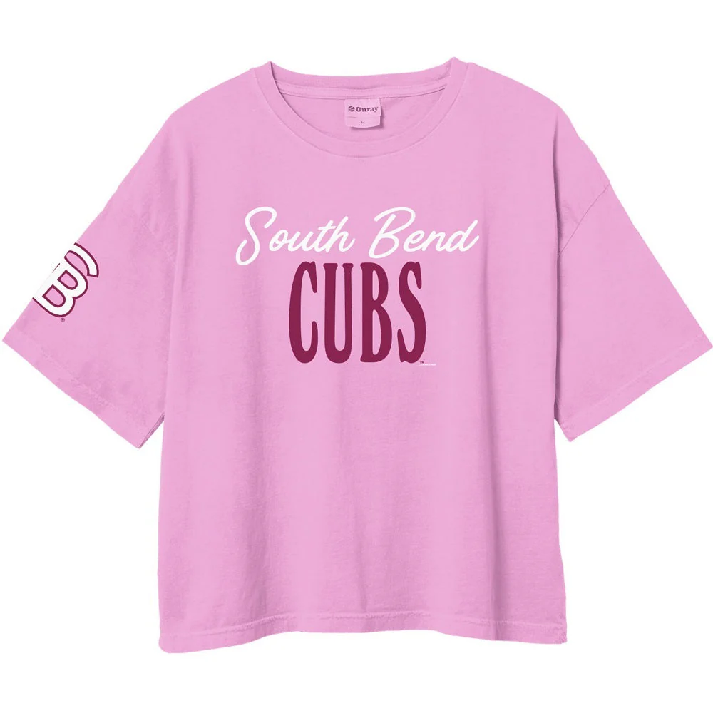 South Bend Cubs Women's Pastel Midi Crop T-shirt