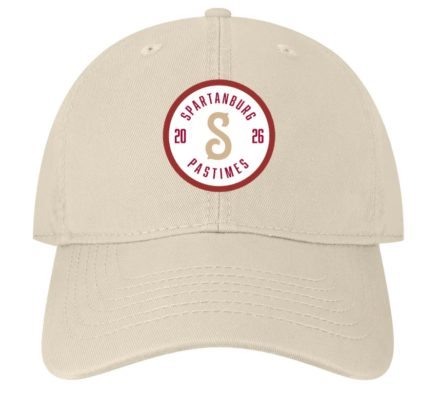 Spartanburg Pastimes Cream Adjustable "S" Patch EZA Hat