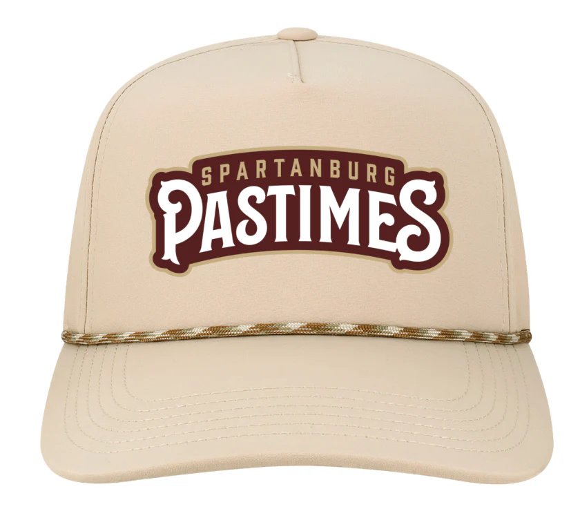 Spartanburg Pastimes Cream Wordmark Rope Caddy Hat