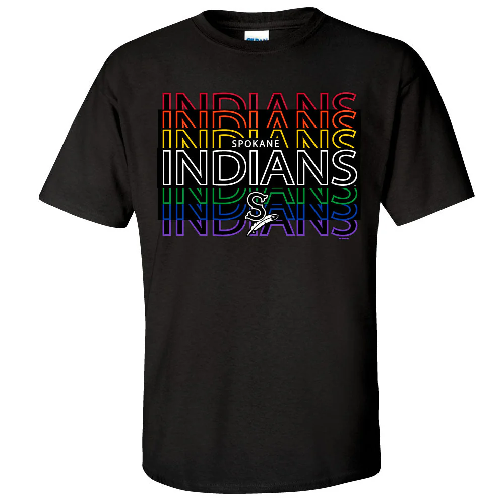 Spokane Indians Black Langford Pride Tee