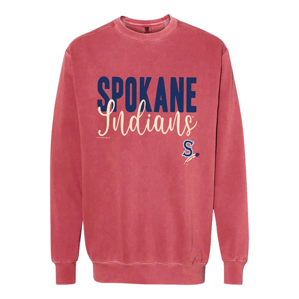 Spokane Indians Ladies Soft Washed Crimson Crewneck