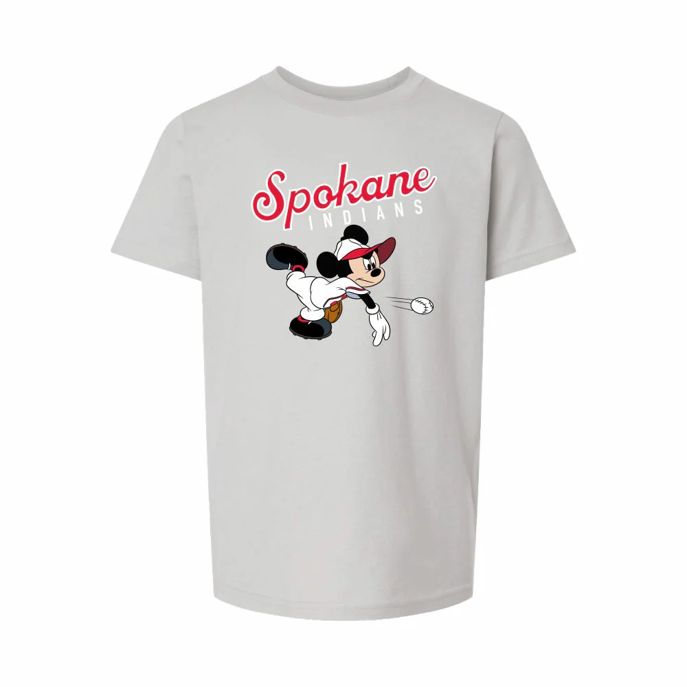 Spokane Indians Youth Disney Silver Mickey Tee