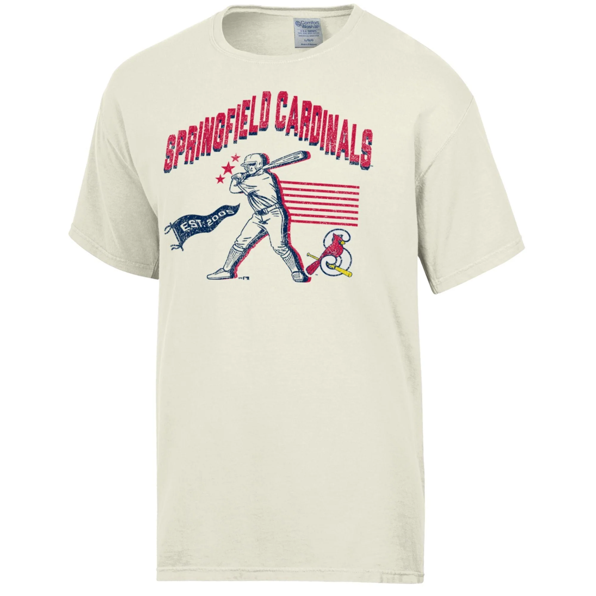 Springfield Cardinals Comfort Wash Men's Short Sleeve Tee Cream