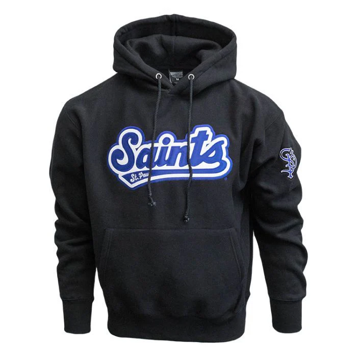 St. Paul Saints Script Logo Tackle Twill Hoodie (Black On Sale)