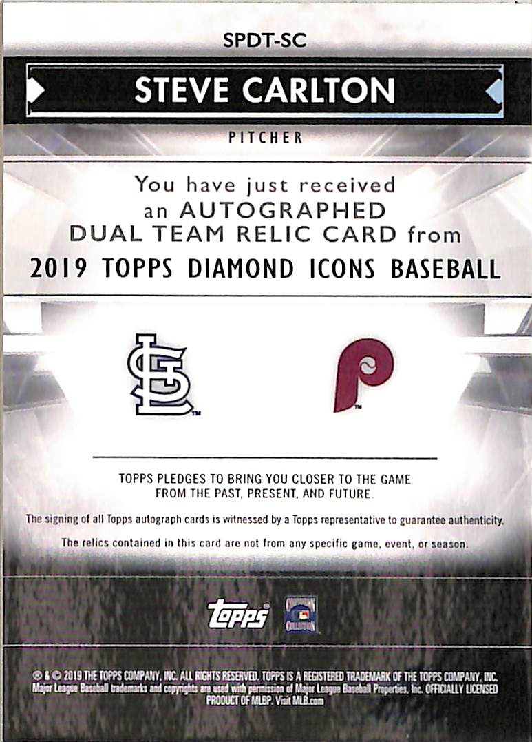 Steve Carlton 2019 Topps Diamond Icons #SPDT-SC D - Image 2