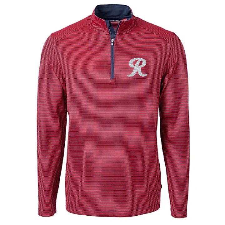 Tacoma Rainiers Cutter & Buck Red Navy Micro Stripe 1/4 Zip