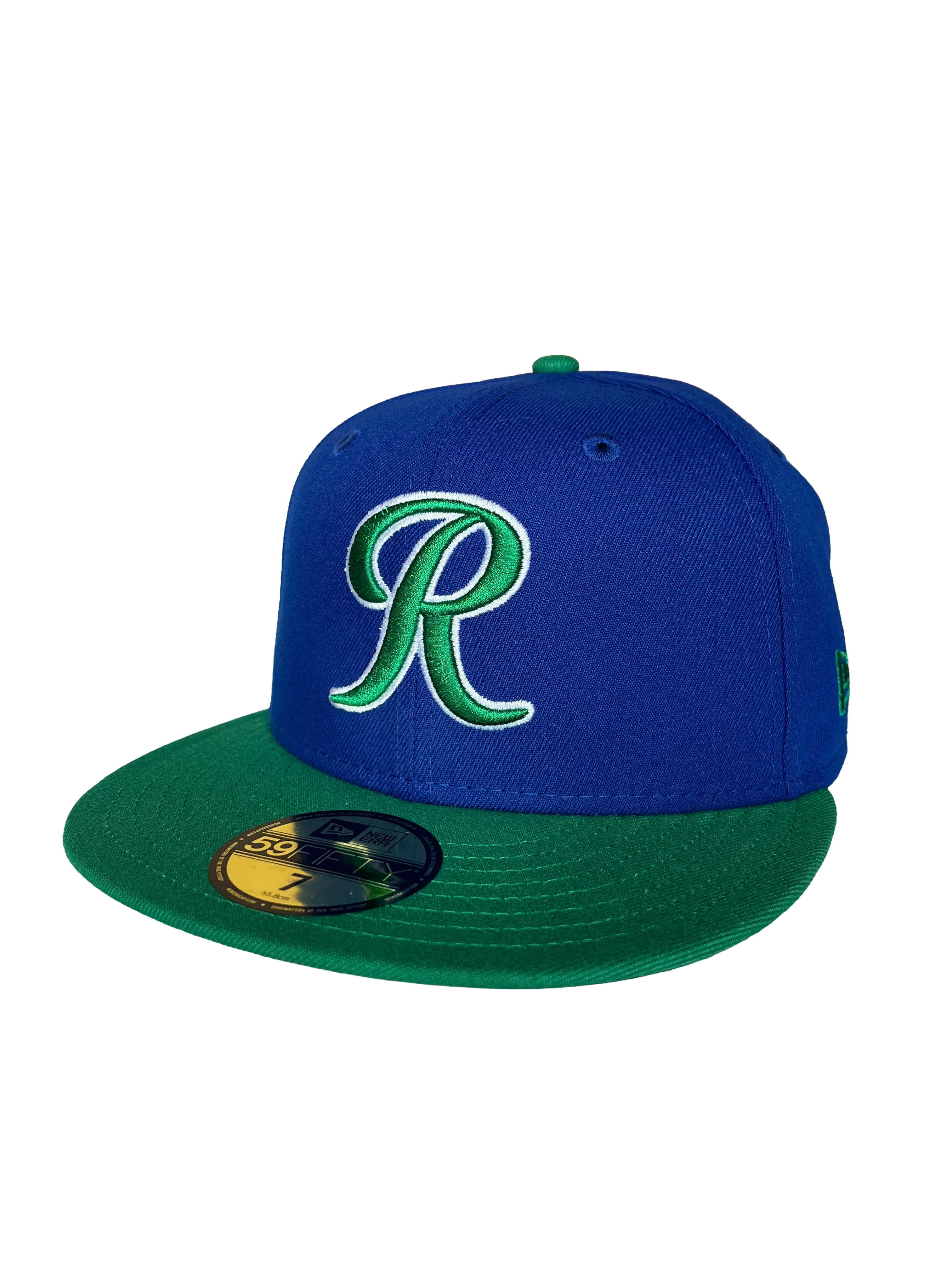 Tacoma Rainiers New Era 59Fifty Majestic Blue Green R Cap