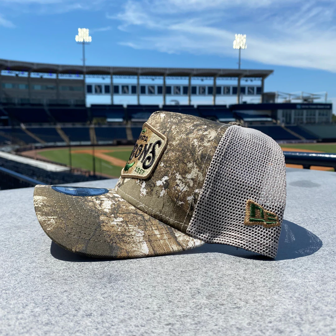 Tampa Tarpons Woodland Camo Patch A-Frame Trucker Cap - Image 3
