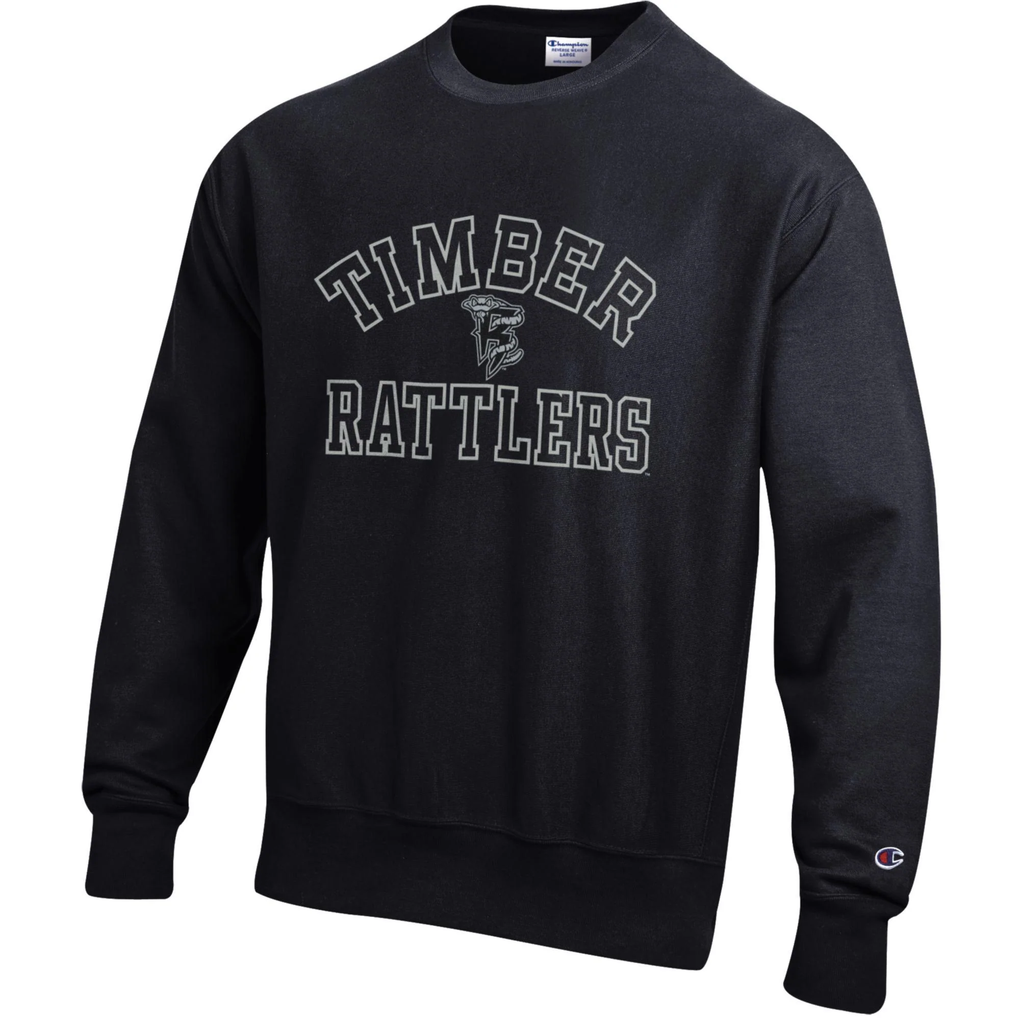 Timber Rattlers Champion Reverse Weave Black Crewneck