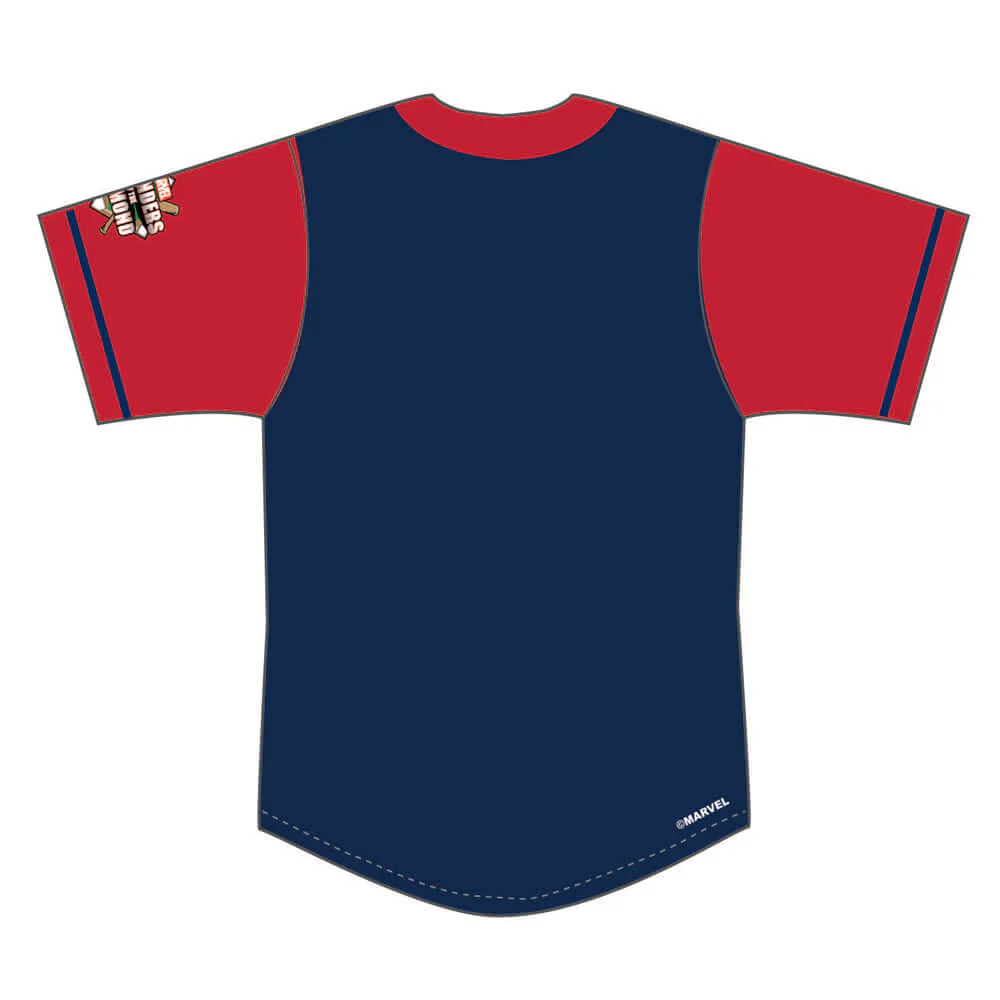 Toledo Mud Hens Marvel's Defenders of the Diamond Youth Red/Navy Marvel Muddy Jersey - Image 2