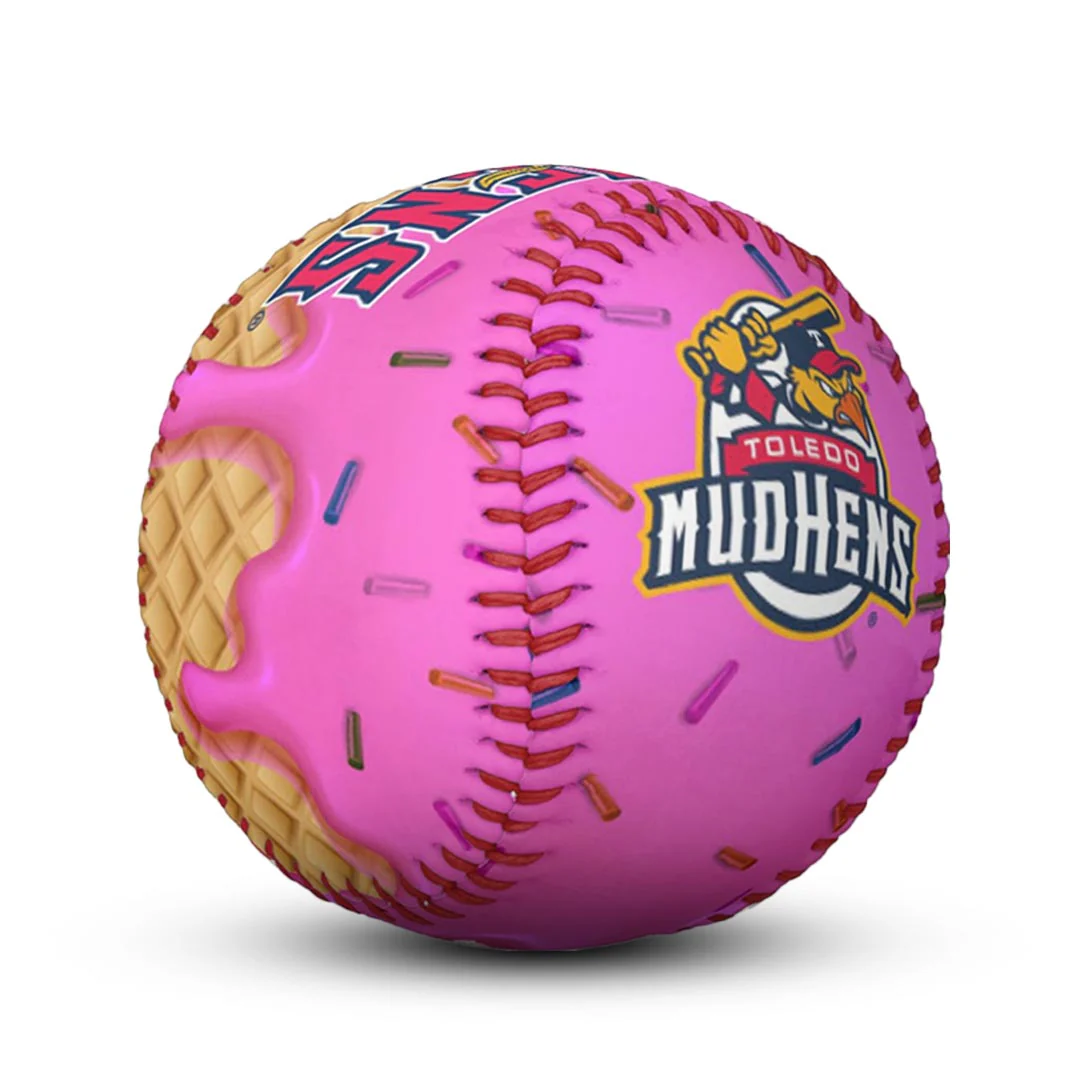 Toledo Mud Hens Pink Ice Cream Baseball