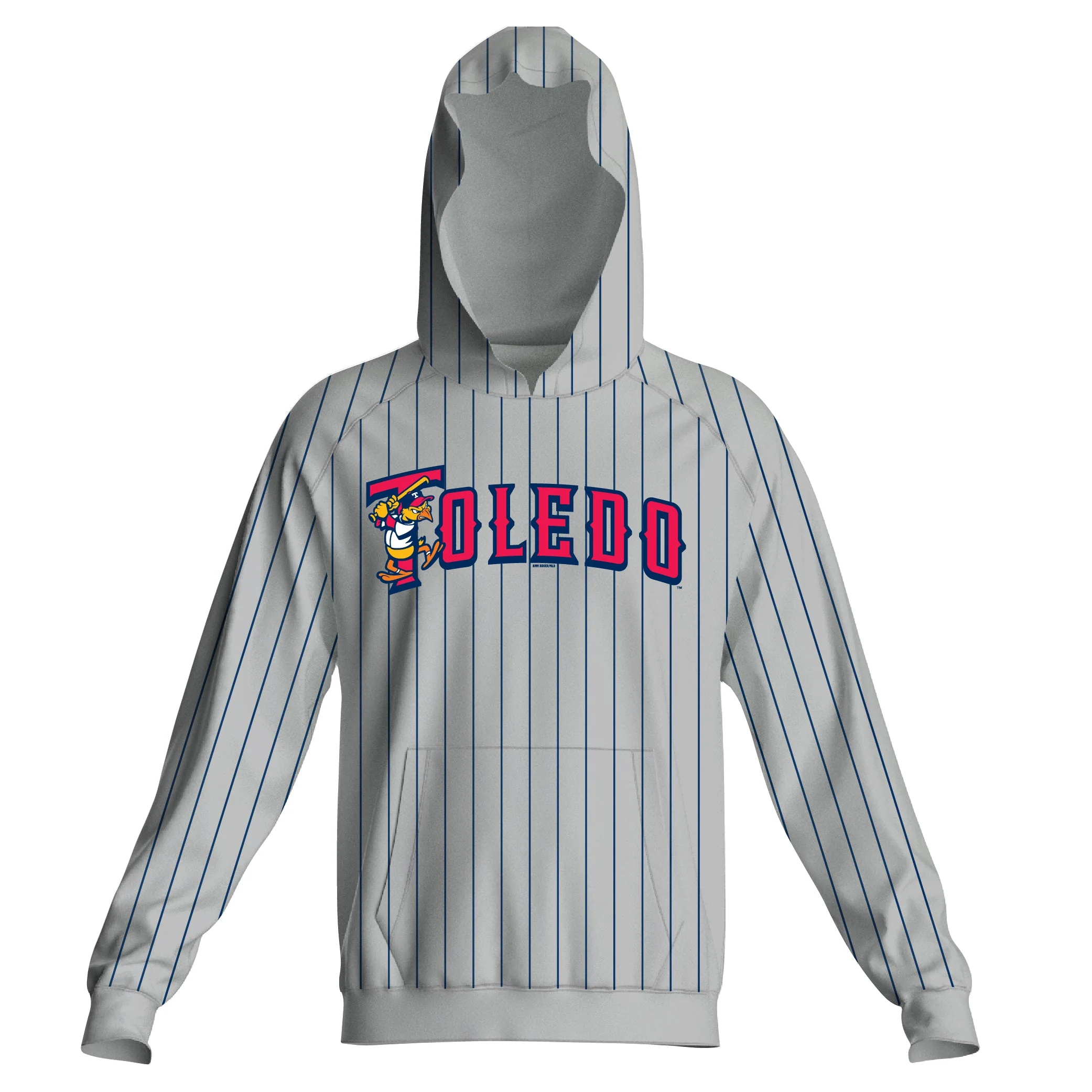 Toledo Mud Hens Pinstripe Road Font Hood