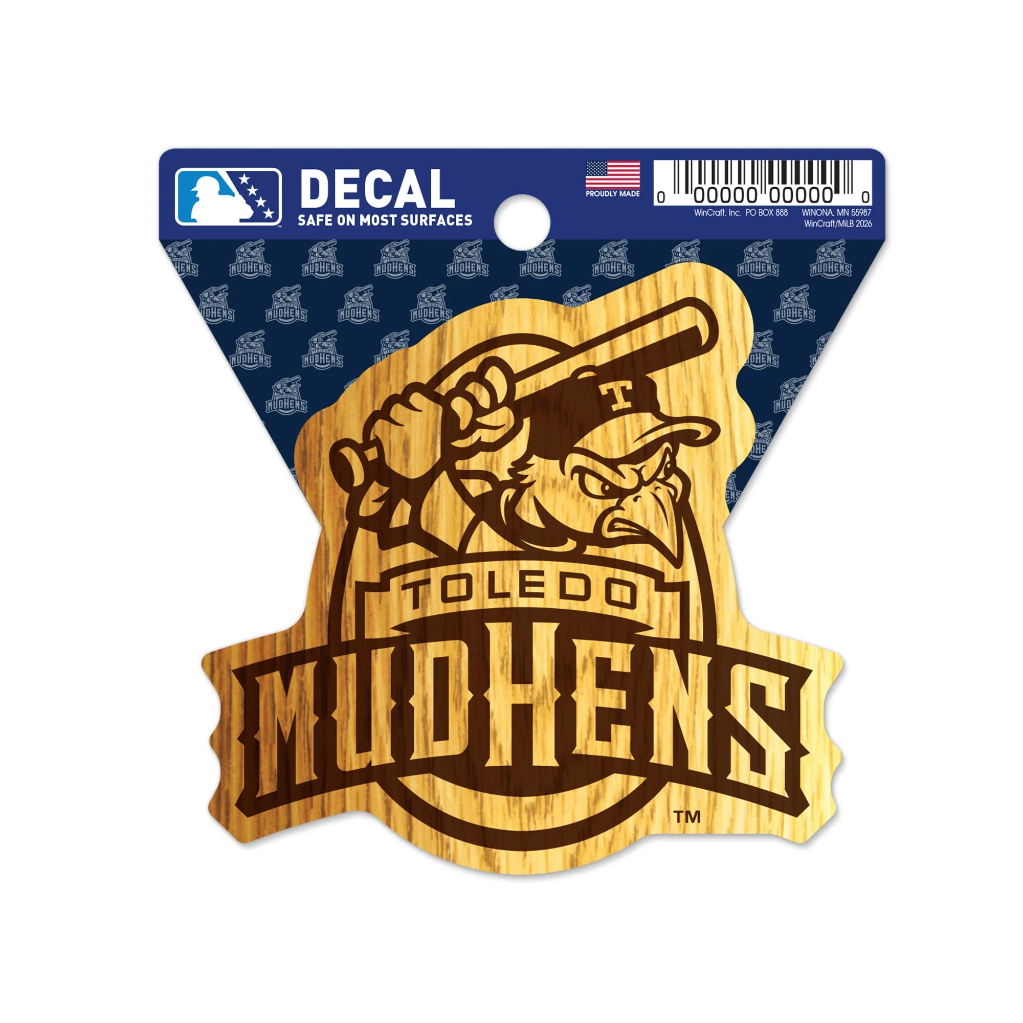 Toledo Mud Hens Wood Grain Clean Cut Multi-Use Decal
