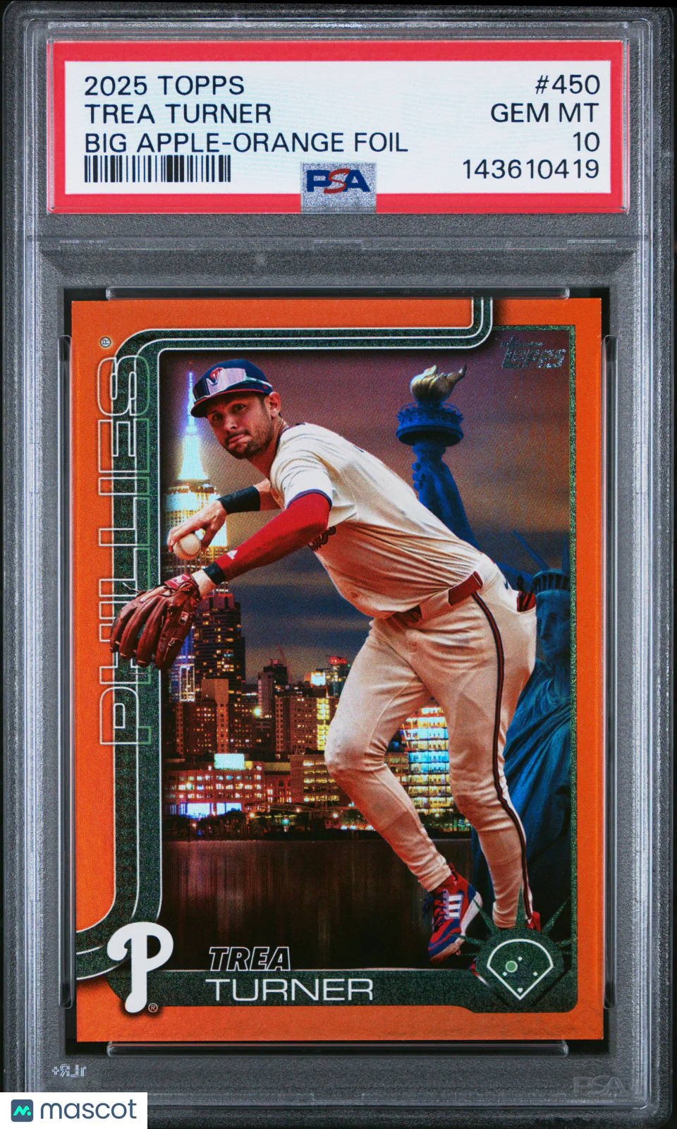 Trea Turner 2025 Topps #450 Big Apple Orange Foil