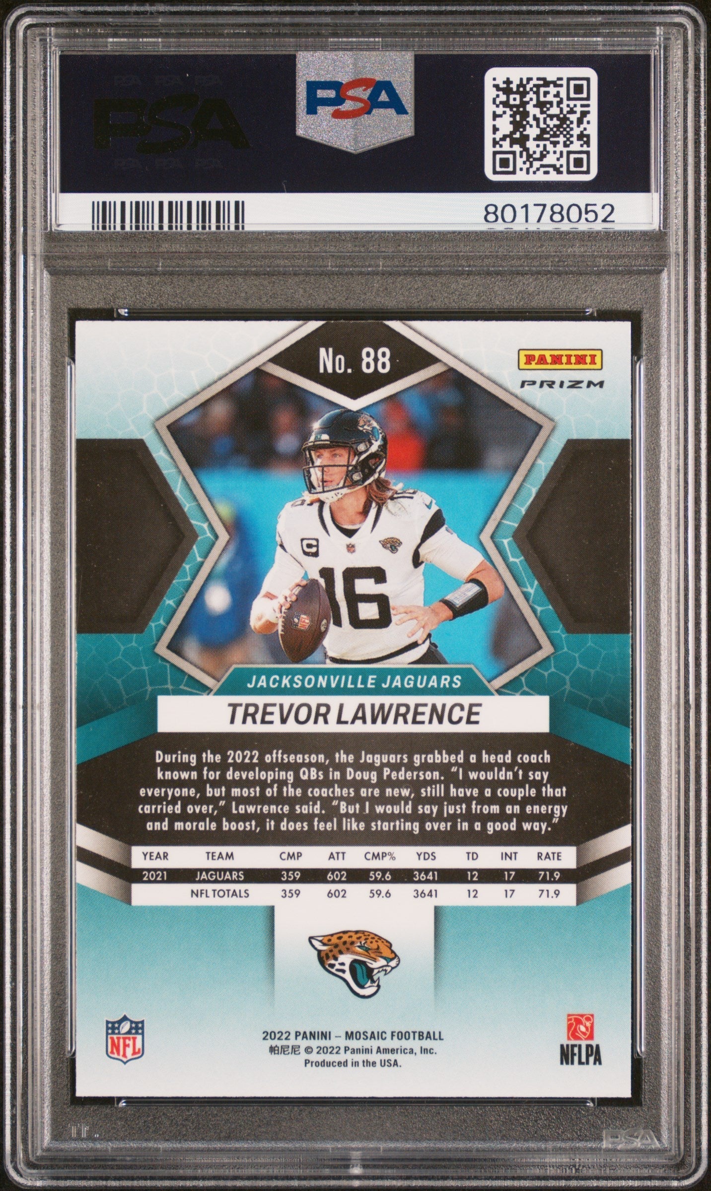 Trevor Lawrence 2022 Panini Mosaic #88 White Spar - Image 2