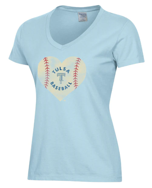 Tulsa Drillers Ladies Comfort Wash Heart V-Neck