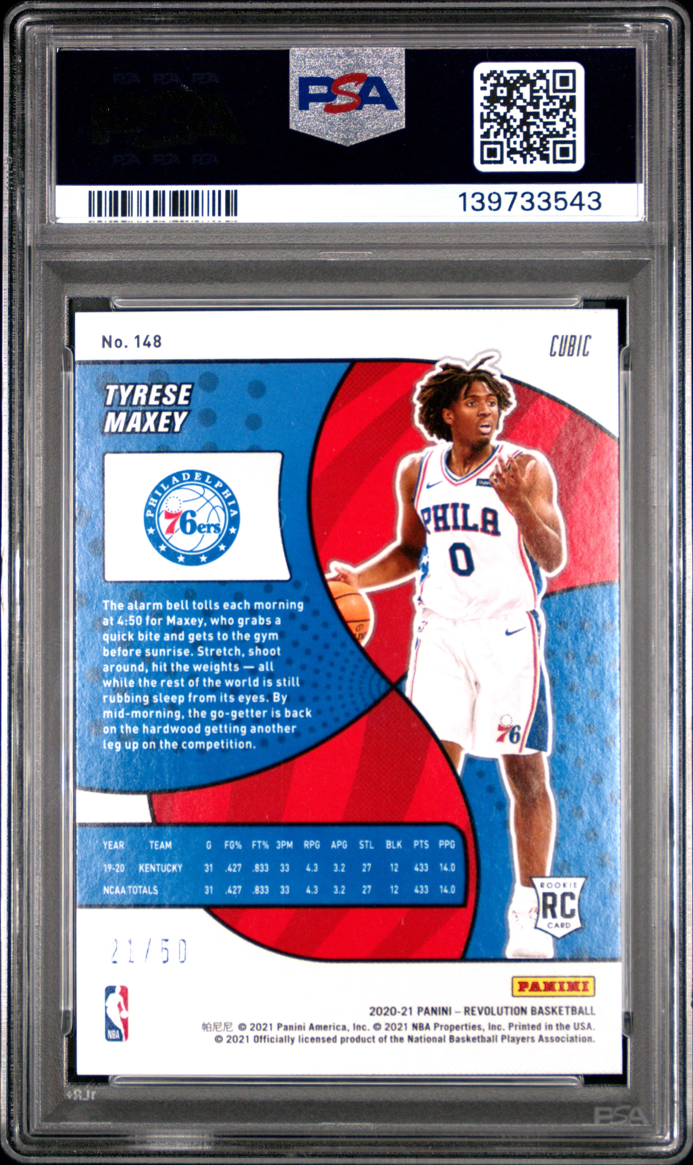 Tyrese Maxey 2020 Panini Revolution #148 Cubic PS - Image 2